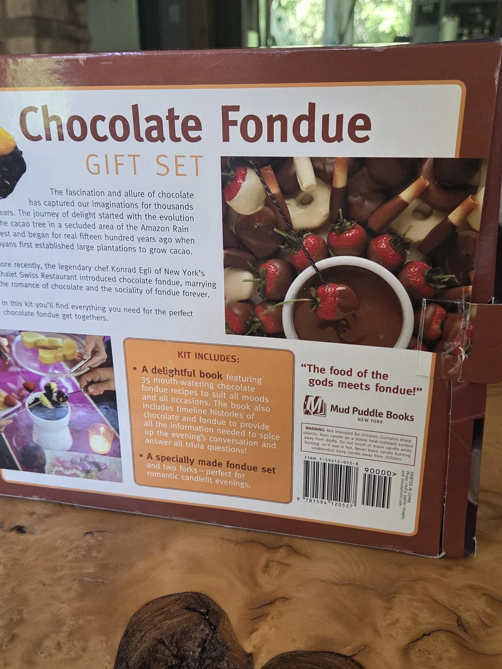 Chocolate Fondue Set with White Ceramic Bowl and Black Stand
